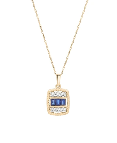 Macy's Blue Sapphire (1/4 ct. t.w.) and White Sapphire (1/4 ct. t.w.) Pendant Necklace in 14k Yellow Gold