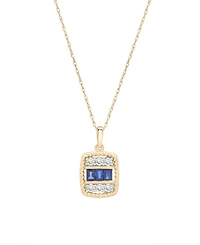 Macy's Blue Sapphire (1/4 ct. t.w.) and White Sapphire (1/4 ct. t.w.) Pendant Necklace in 14k Yellow Gold