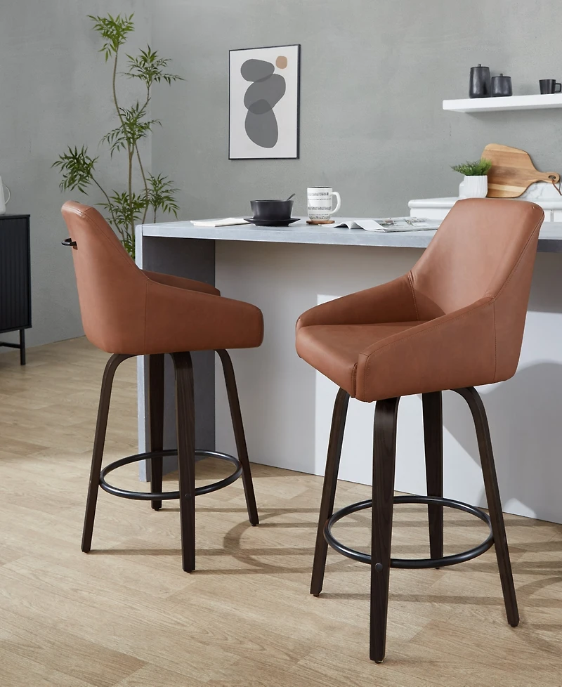 Lumisource Fabric Hannah Transitional Fixed-Height Counter Stool, Set of 2