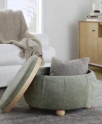 Lumisource 14.75" Fabric Tray Pouf Contemporary Storage Ottoman