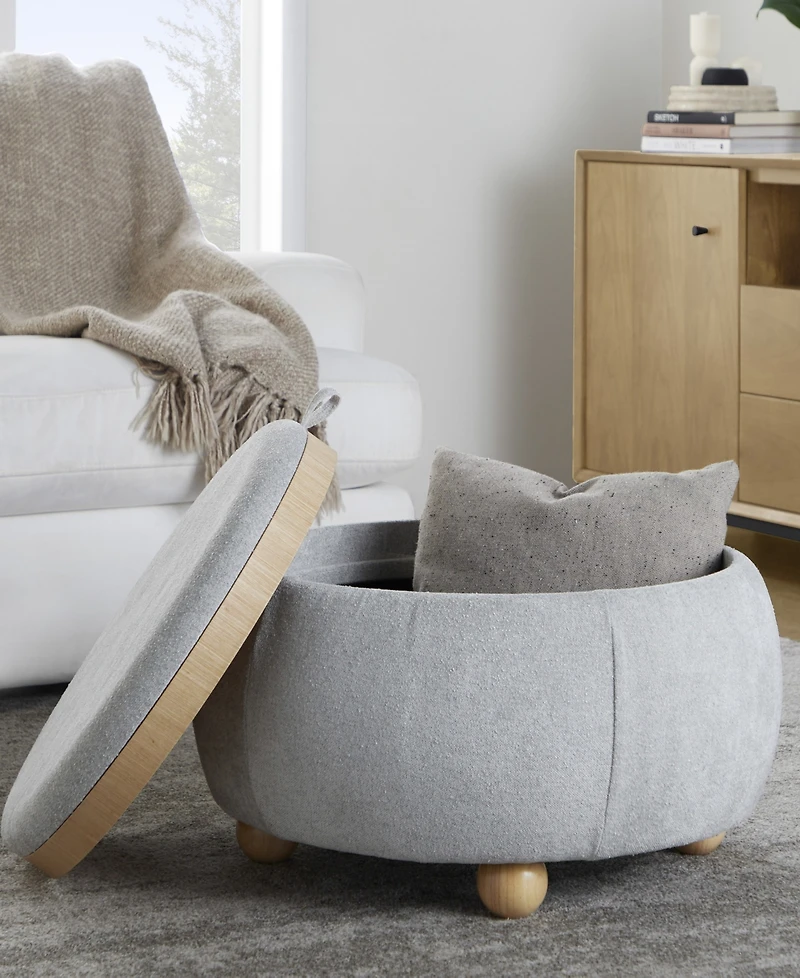 Lumisource 14.75" Fabric Tray Pouf Contemporary Storage Ottoman