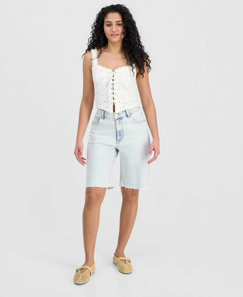 Juniors' High-Rise Baggy Denim Jorts