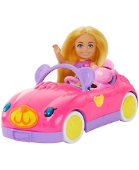 Barbie Adorable Chelsea Vehicle Set with Blonde Small Doll, Toy Car and Teddy Bear Accessory