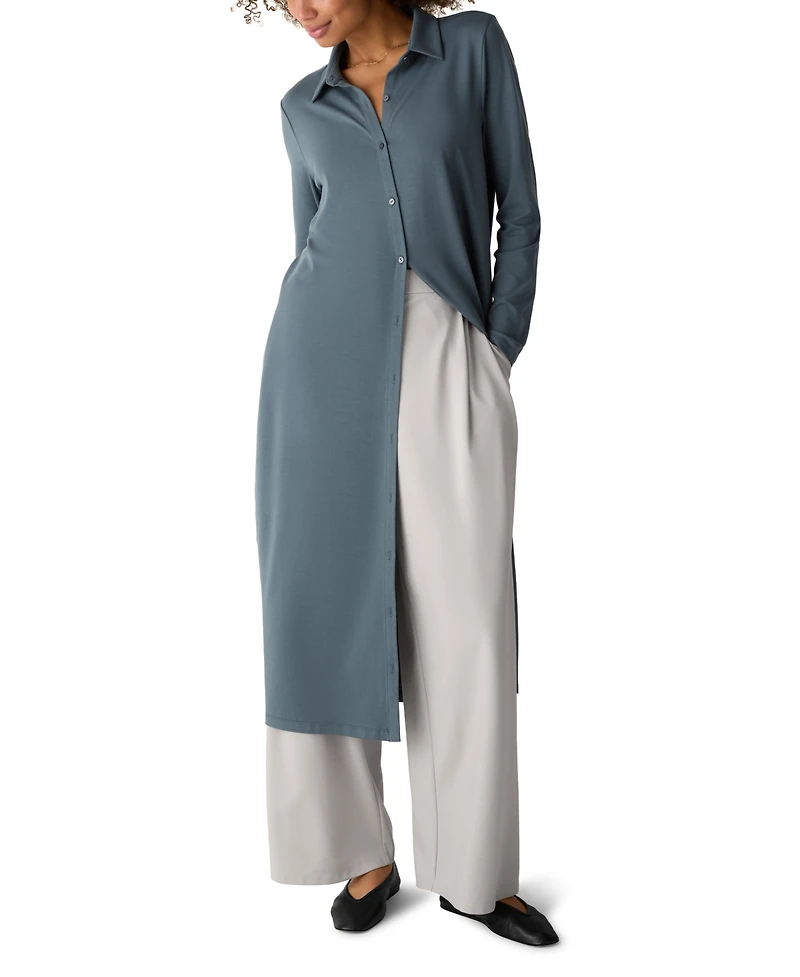 Eileen Fisher Women's Classic Collar Jersey Shirt Dress, Regular And Petites