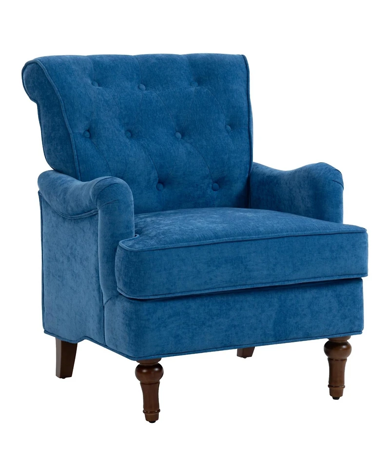 Streamdale Furniture Light Chenille Club Chair with Retro Wooden Legs