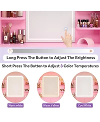 Aheaplus Makeup Vanity with Mirror and Lights, Table Drawers