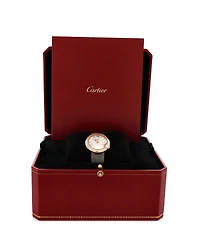 Pre-Owned Cartier Ballon Blanc de Cartier Quartz Watch in Rose Gold with Diamond Bezel and Alligator 30mm
