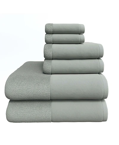 Linery & Co Cotton and Linen-Texture Border 6 Piece Towel Set