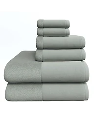 Linery & Co Cotton and Linen-Texture Border 6 Piece Towel Set
