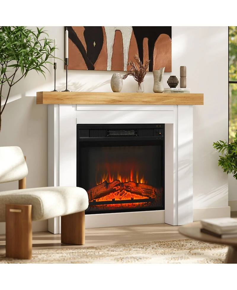 Homcom Modern Fireplace Mantel, Fireplace Surround with Leg, Natural Wood