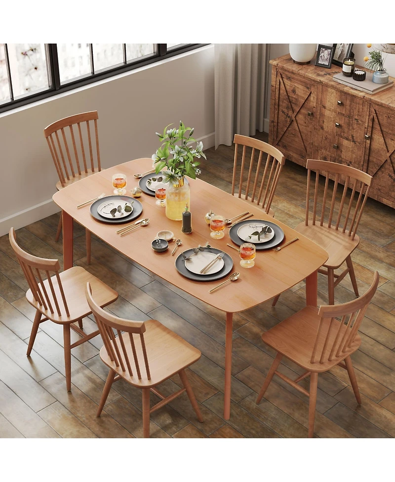 Homcom Wood Dining Table for 6, 47" Recgular Kitchen Table, Natural