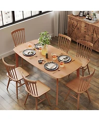 Homcom Wood Dining Table for 6, 47" Recgular Kitchen Table, Natural