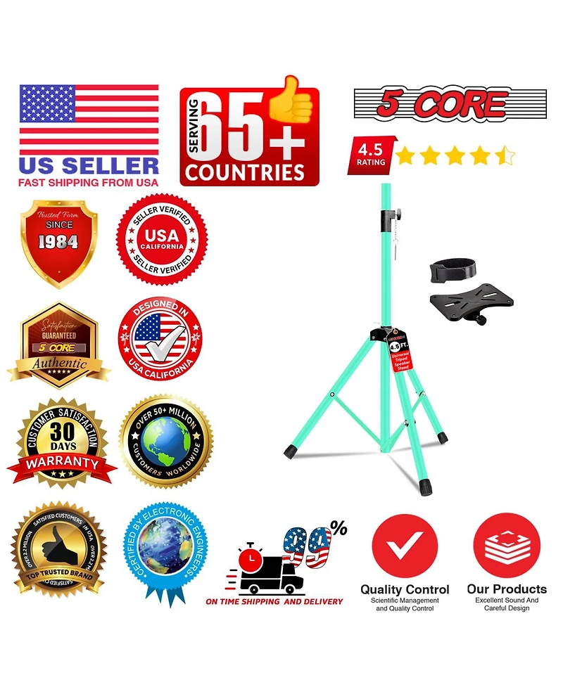 5 Core Speaker Stand Adjustable Pa Dj Tripod Mount Heavy Duty