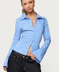 Edikted Women's Pinstripe Tailored Button Up Shirt