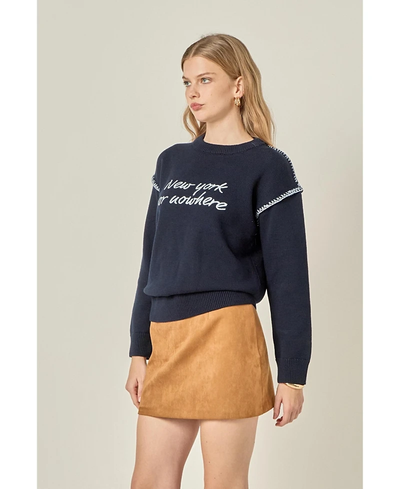 English Factory Women's Handwriting crew neck knit