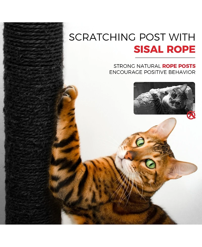 Zeus & Ruta 44.5" Black Gothic Cat Tree - Multi-Level with Hammock