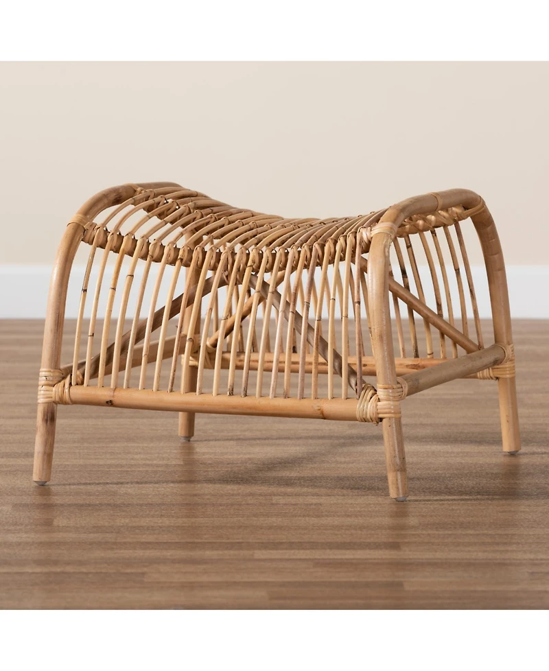 Furniture Lamaria 22.4" Rattan Bohemian Footstool
