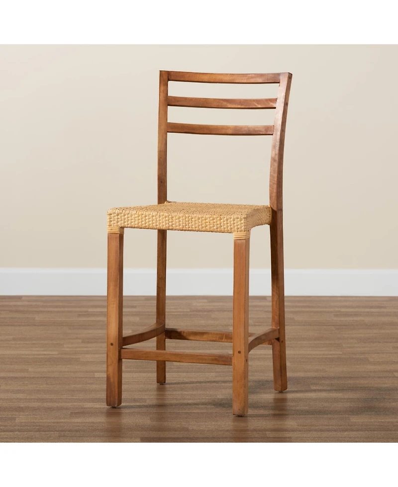 Furniture Arthur 19.5" Rattan Mid-Century Counter Stool