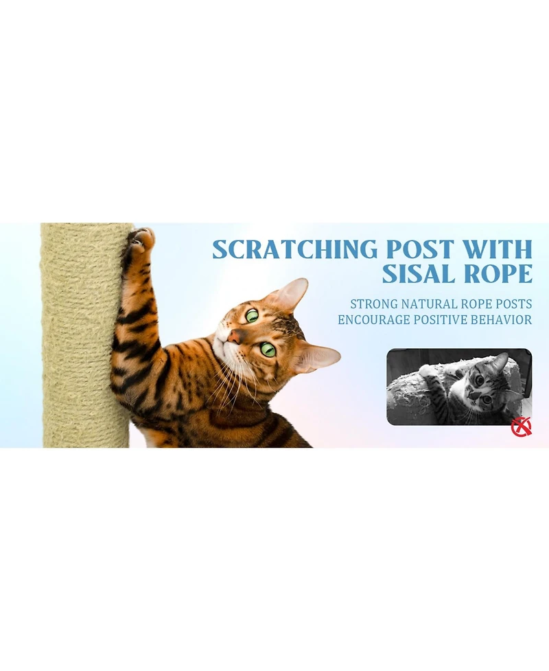 Zeus & Ruta 71" Blue Floral Cat Tree - Large Condo & Hammock