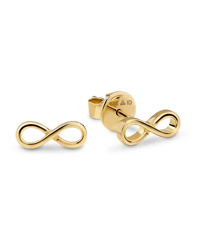 Devata Infinity Stud Earrings in 14K Gold, approx. 1.5 grams.