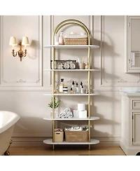 gaomon 71" 5-Tier Metal Collapsible Bookshelf, Portable Freestanding Bookcase, Tall Storage Organizer Display Rack for Home Office, Living Room