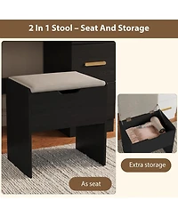 Gaomon Vanity Desk with Large Lighted Mirror, 45.9" Makeup Table, 3 Light Modes & Power Outlet, 8 Drawers, Wall-Mounted, for Bedroom