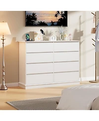 Gaomon 8-Drawer Dresser for Bedroom – Wide Oak Chest with Spacious Top, Modern Wooden Storage Organizer for Closet, Living Room, Hallway