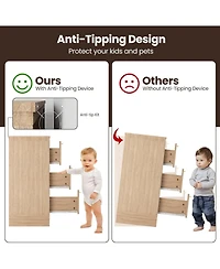 gaomon 8-Drawers Rattan Dresser for Bedroom, Wooden Dresser Chest of Drawers