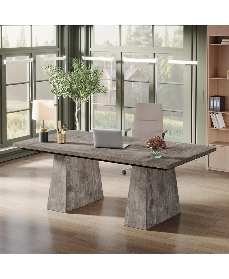 Tribesigns 63-Inch Executive Desk, Large Office Computer Desk with Double Pedestal, Modern Simple Workstations