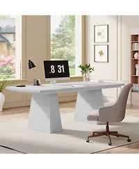 Tribesigns 63-Inch Executive Desk, Large Office Computer Desk with Double Pedestal, Modern Simple Workstations
