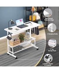 Aheaplus Small Height Adjustable Standing Desk with Power Outlets and Shelves, Max 41 Inches