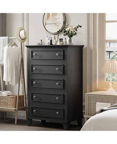 gaomon 5-Drawer 48" Wood Chest with Deep Drawers, Modern Storage Organizer Tall Bedroom Dresser