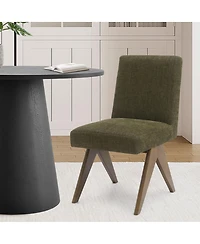 Maison Boucle 3-Piece Round Dining Table Set for 2, Upholstered Chairs with Rubberwood Legs, Modern Kitchen Small Spaces