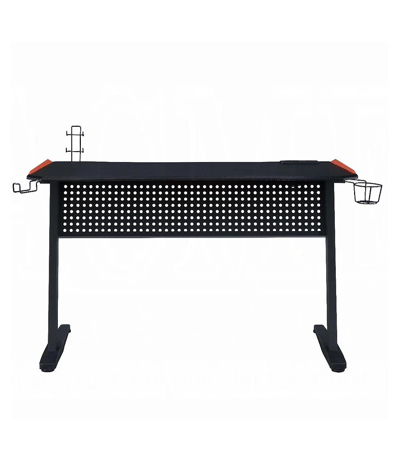 Flynama Gaming Desk, Black & Red, Led Lights, Usb Port, 47" Surface & Ergonomic Design