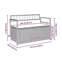 vidaXL Patio Storage Bench with Cushion Black Poly Rattan