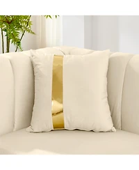 Streamdale Furniture 69" Velvet Loveseat Sofa, Gold Trim, Tufted, Pillows, Beige