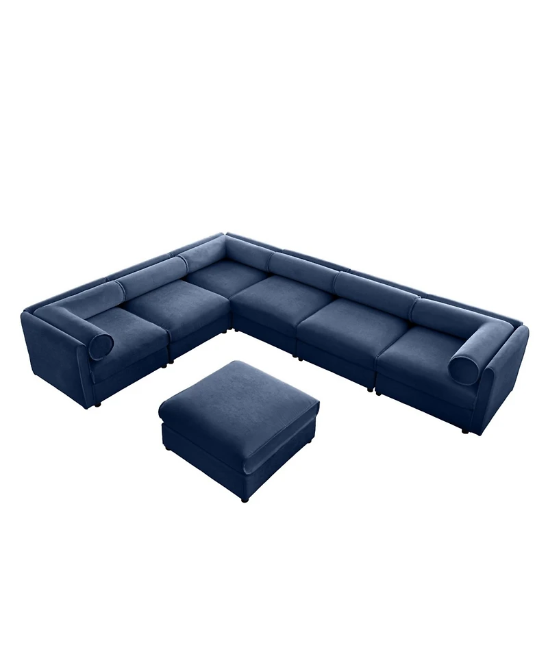 Streamdale Furniture Large Modular Chenille Sectional Sofa with Storage, 6 Seats