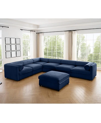 Streamdale Furniture Large Modular Chenille Sectional Sofa with Storage, 6 Seats