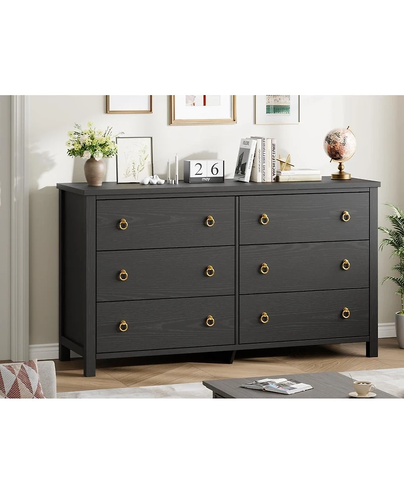 gaomon 6 Drawer Dresser for Bedroom, 47 in Wide Dresser, Chest of Drawers