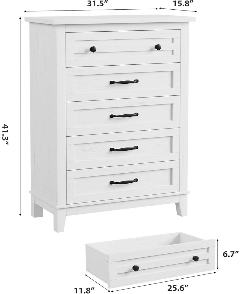 Gaomon 41.3" Tall 5-Drawer Dresser, Freestanding Wooden Chest for Bedroom or Living Room