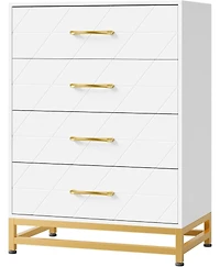 gaomon 4-Drawer Engineered Wood Soft-Close Glides, Anti-Tip Kit, Space-Saving Design Tall Dresser