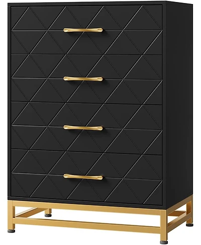 gaomon 4-Drawer Engineered Wood Soft-Close Glides, Anti-Tip Kit, Space-Saving Design Tall Dresser