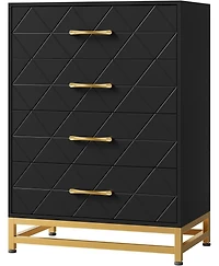 gaomon 4-Drawer Engineered Wood Soft-Close Glides, Anti-Tip Kit, Space-Saving Design Tall Dresser