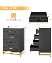 gaomon 4-Drawer Engineered Wood Soft-Close Glides, Anti-Tip Kit, Space-Saving Design Tall Dresser