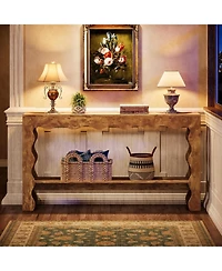 Tribesigns 63" Narrow Long Entryway Table, 2-Tier Modern Farmhouse Entry Table, Light Brown