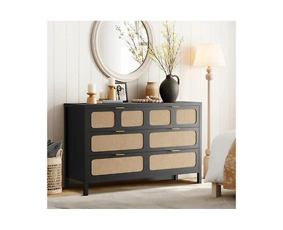 Gaomon Rattan Dresser for Bedroom with Metal Handles