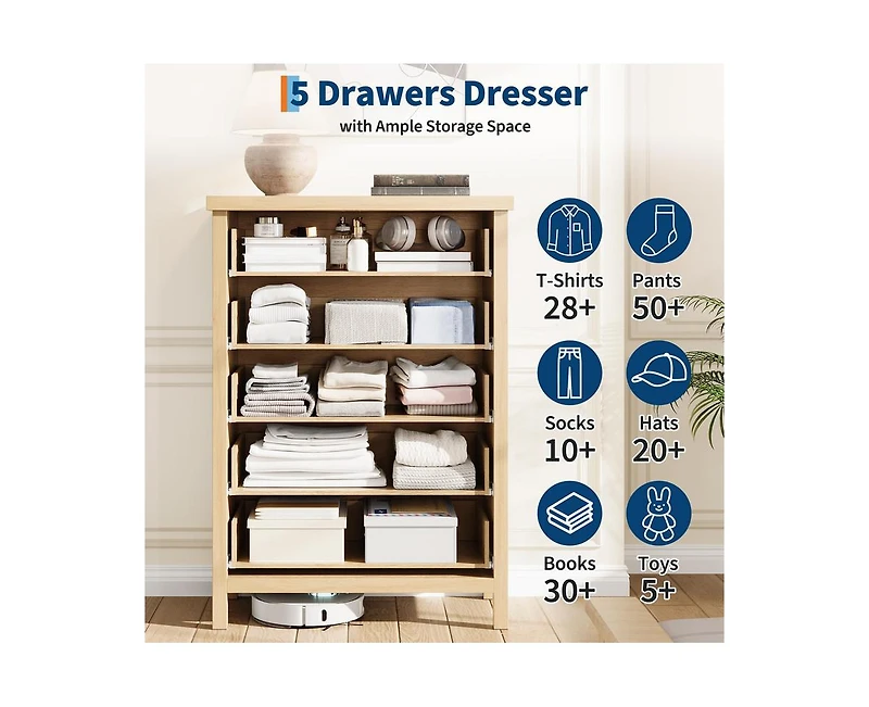 Gaomon Fluted Dresser for Bedroom with Drawers