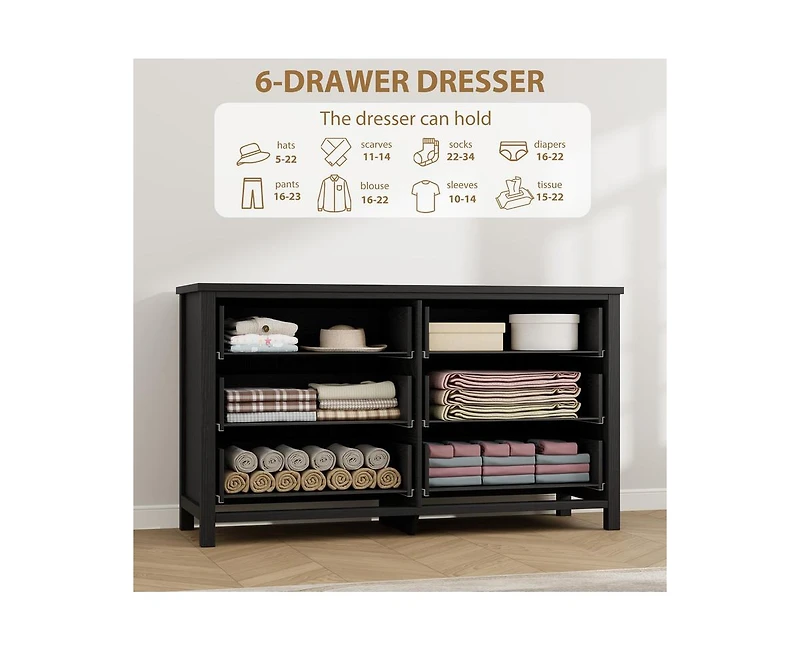 gaomon 6 Dresser for Bedroom, 47.2" Wide Dresser