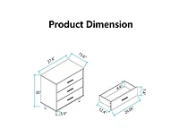 Gaomon Modern White Chest of Drawers, 3 Drawer Dresser with Gold Handles and Legs