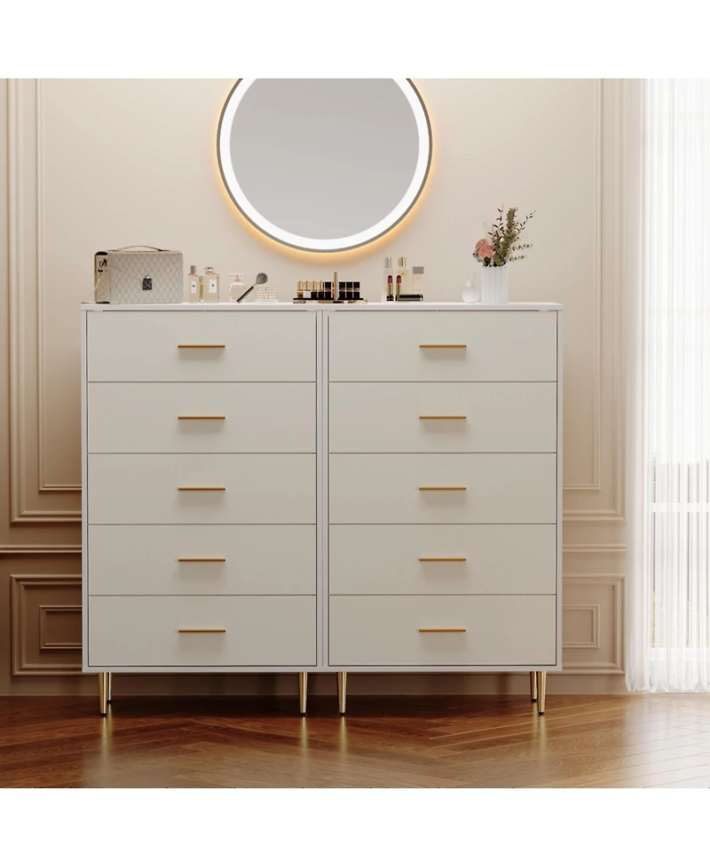 gaomon 5 Drawer Dresser, Tall Narrow Chest of Drawers